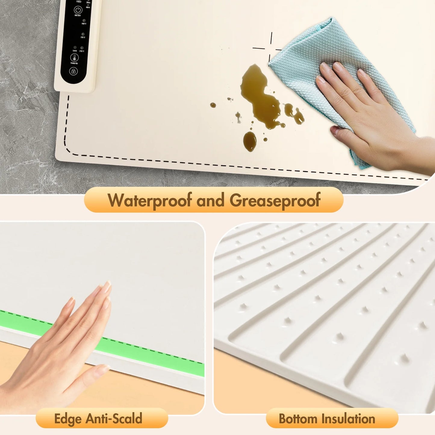 Foldable Electric Food Warmer Mat Silicone Food Warming Heater For Coffee Food Plate Warming Tray Dining Table Fast Heating Mat