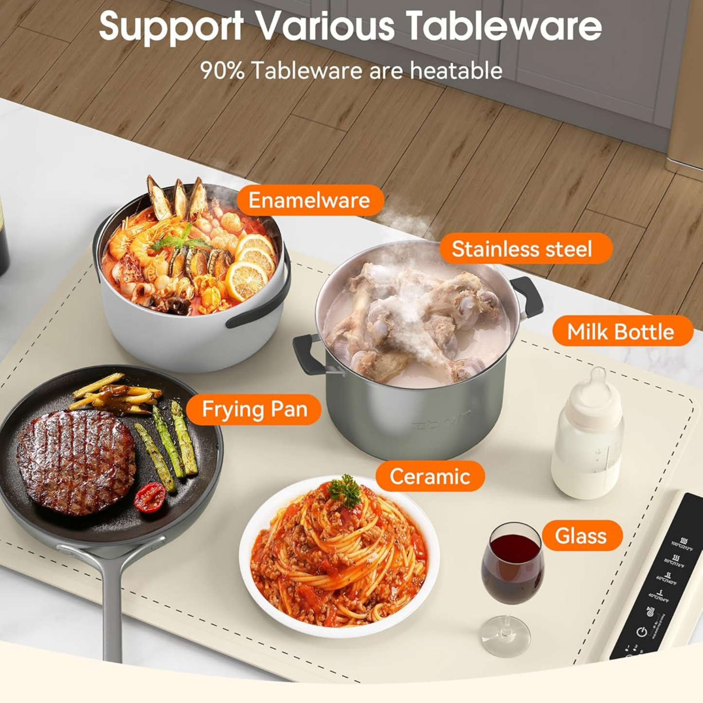 Foldable Electric Food Warmer Mat Silicone Food Warming Heater For Coffee Food Plate Warming Tray Dining Table Fast Heating Mat