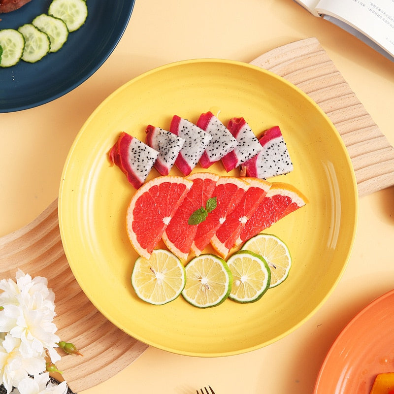 11-Inch, 4-Piece Unique Microwaveable Dinner Plates - Dishwasher & Microwave Safe - Easy To Clean - BPA-Free