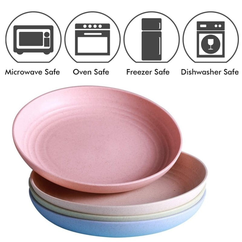 11-Inch, 4-Piece Unique Microwaveable Dinner Plates - Dishwasher & Microwave Safe - Easy To Clean - BPA-Free