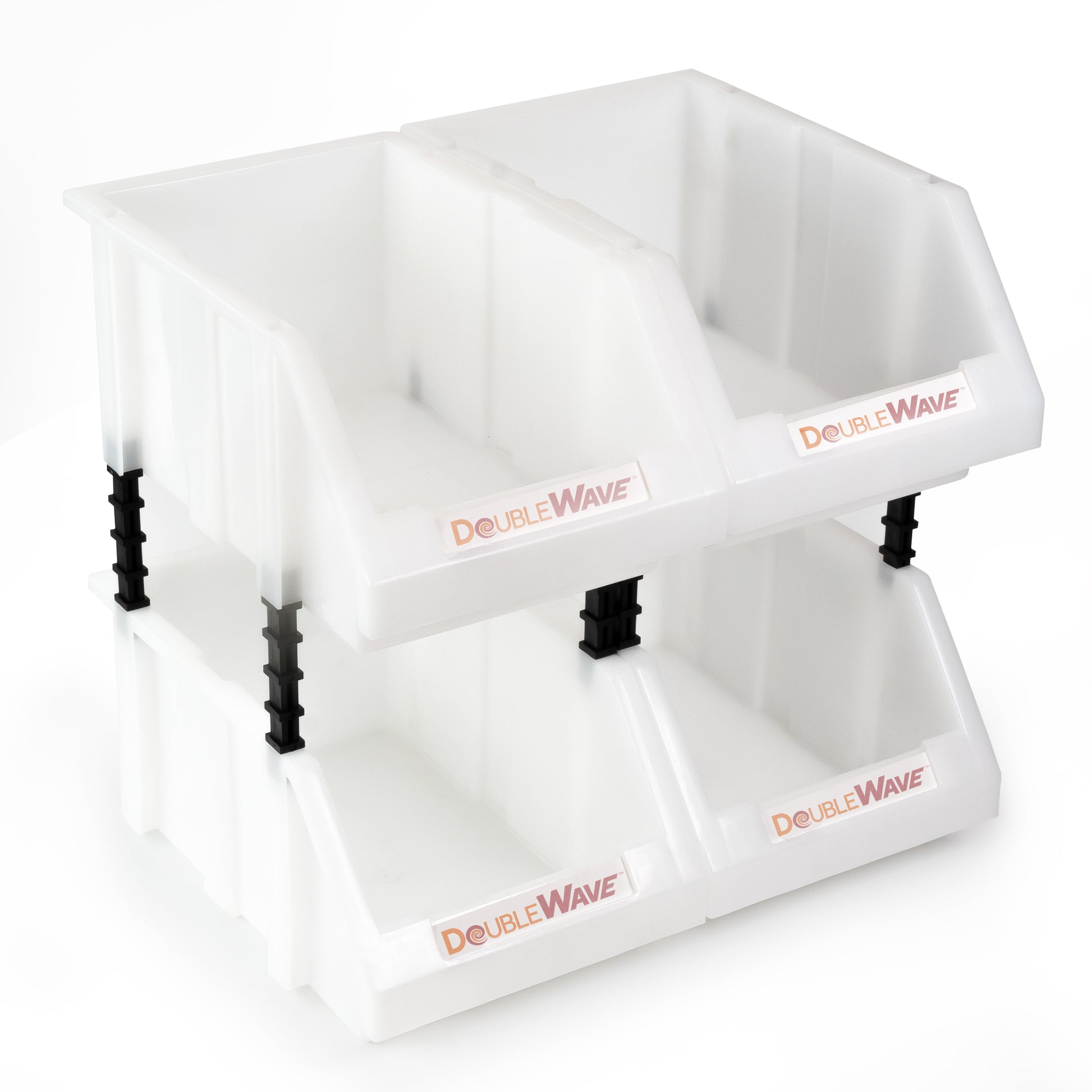 stackable open front storage bins