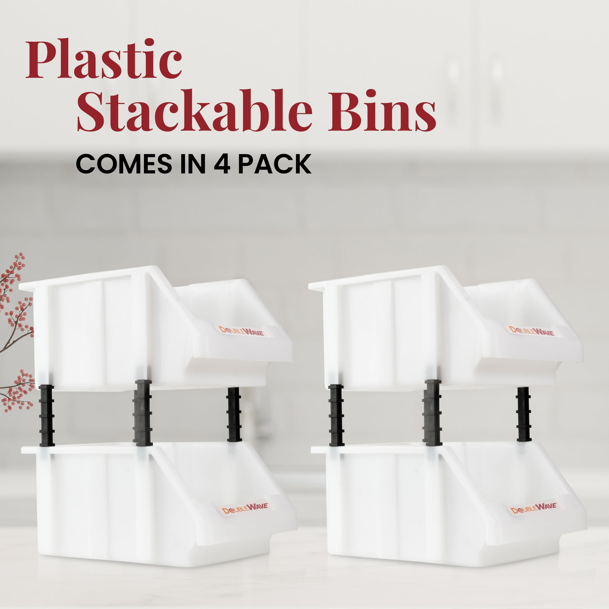 stackable storage bins open front