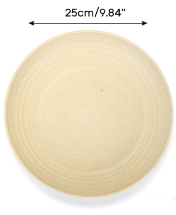 DoubleWave 8/9/10 inch Round Wheat Straw Plates/Dishes (Set of 4) | Reusable & Lightweight Dinnerware Set | Microwave & Dishwasher Safe