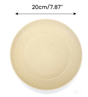4-Piece Set - Lightweight Wheat Straw Dinner Plates - Dishwasher and Microwave Safe - BPA-free