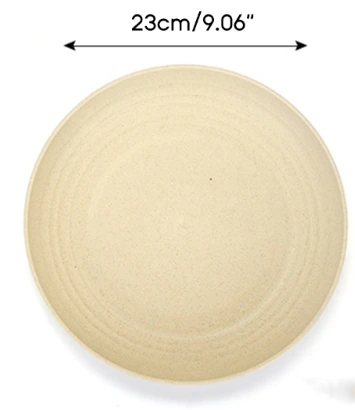 4-Piece Set - Lightweight Wheat Straw Dinner Plates - Dishwasher and Microwave Safe - BPA-free