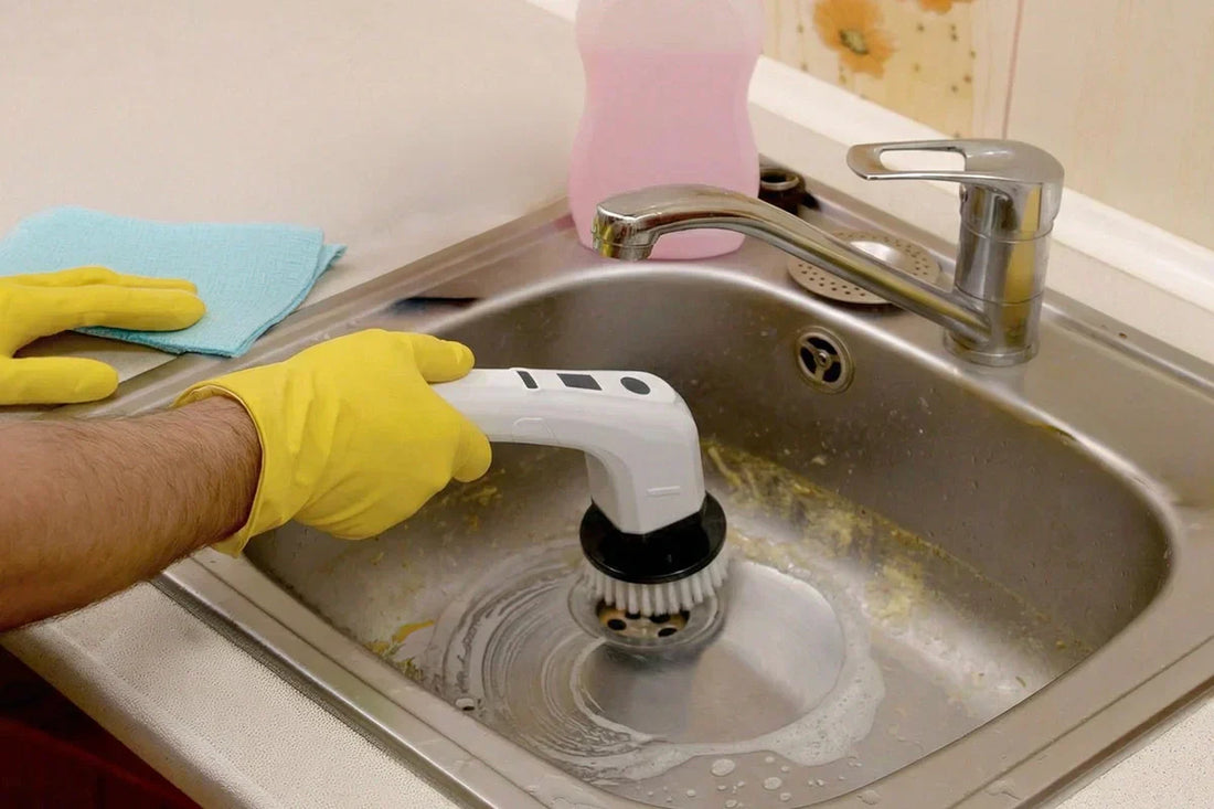 Cleaning Sink Corners More Easily With an Electric Scrubber Brush
