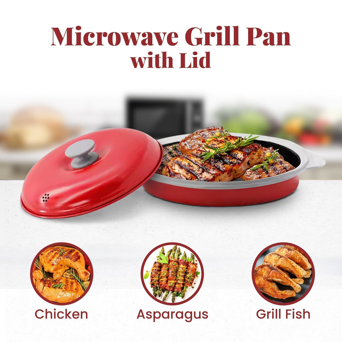Microwave grill pan with lid