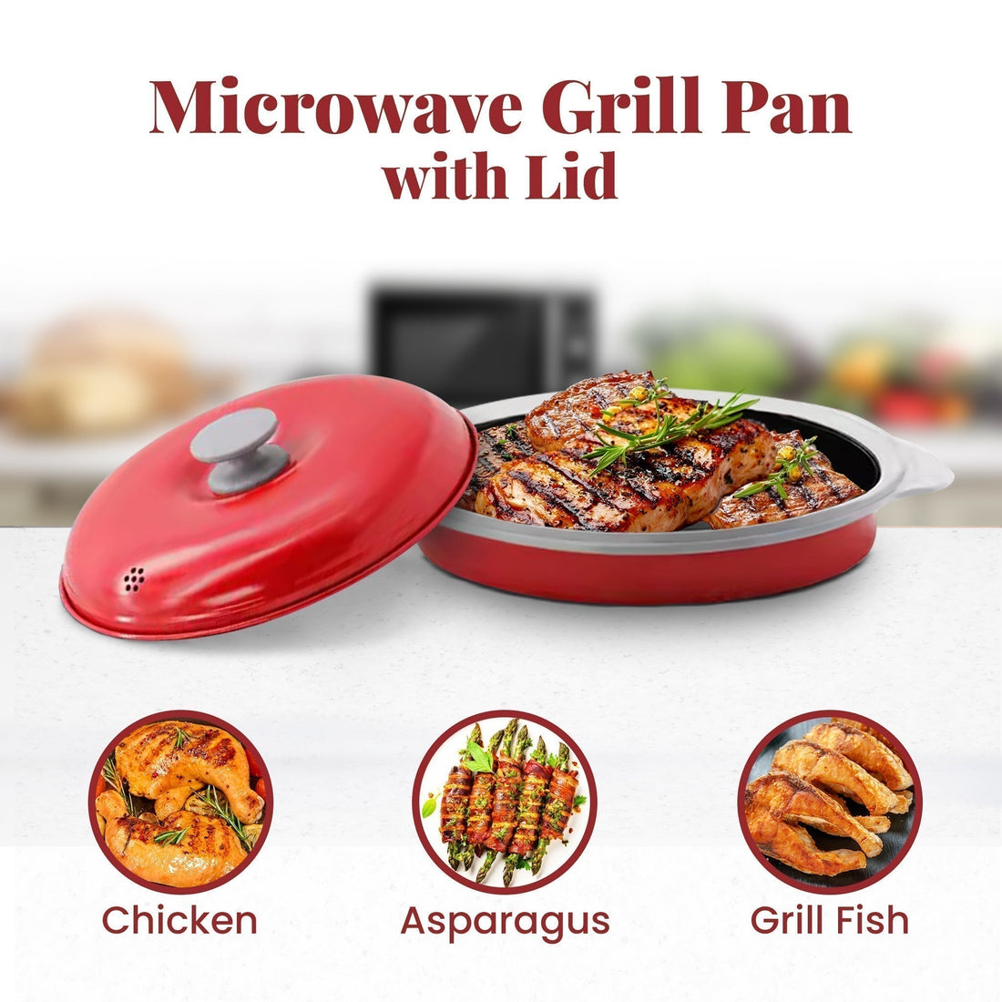 Microwave grill pan with lid