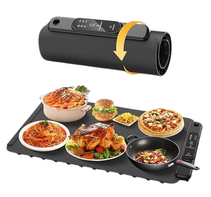 Foldable Electric Food Warmer Mat Silicone Food Warming Heater For Coffee Food Plate Warming Tray Dining Table Fast Heating Mat