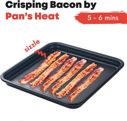 11" Microwave Bacon Tray | Large, Coated & Non-Stick | Crisp Bacon, Turkey, Pizza, Sausages & Fries | Dishwasher-Safe