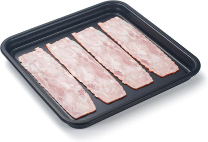 11" Microwave Bacon Tray | Large, Coated & Non-Stick | Crisp Bacon, Turkey, Pizza, Sausages & Fries | Dishwasher-Safe