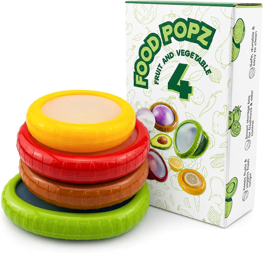 4PC Silicone Fruit and Vegetable Anti-Oxidation Storage Box | Silicone Food Savers for Fridge – Onion Saver, Avocado Keeper, Tomato Saver, Lemon Holder