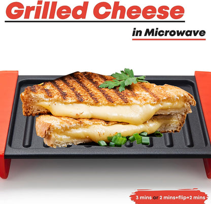 Microwave Sandwich Grill Press | Aluminum, Coated & Non Stick | Fry Eggs, Grill Cheese, and Toast Sandwiches | Dishwasher-Safe & BPA-free