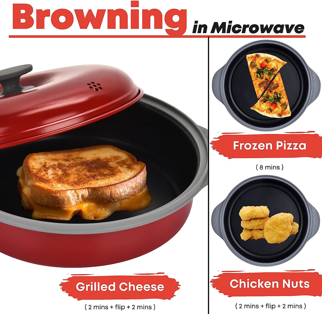 Microwave Frying Pan Skillet, Grill & Crisper Pan with Lid – DoubleWave