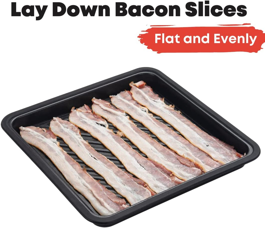 Non-Plastic Microwave Bacon Browning Tray, Grill, and Crisper Pan - La –  DoubleWave