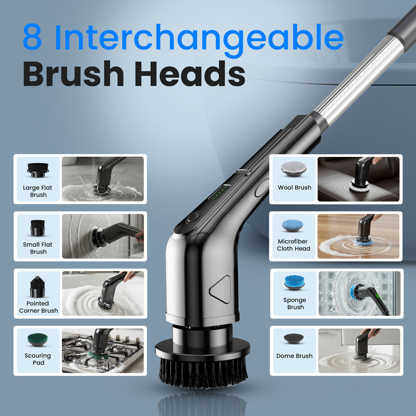 Electric Spin Scrubber 8-in-1 Model – Rechargeable Cleaning Brush