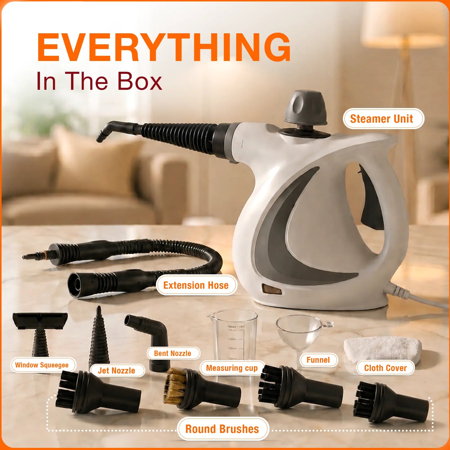 Handheld Steam Cleaner | Chemical-Free Multi-Surface Steamer (12-Piece Kit)
