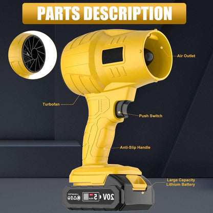 Cordless Blower Gun: 21V High-Velocity Battery Leaf Blower & Air Cannon