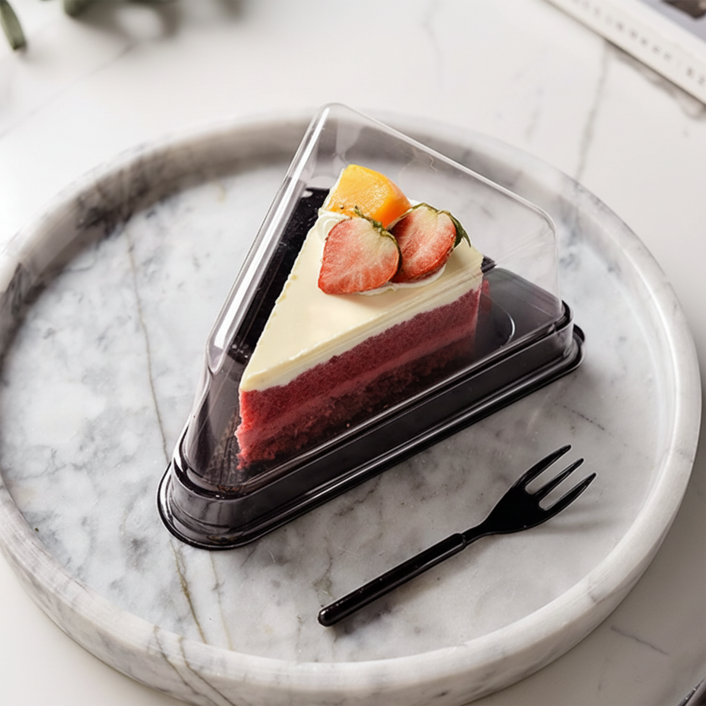 50 Pcs Clear Plastic Cake Slice Containers | Disposable Cheesecake Boxes with Lids | Single Slice Dessert Containers for Cheesecake, Pie, Tres Leches, Flan