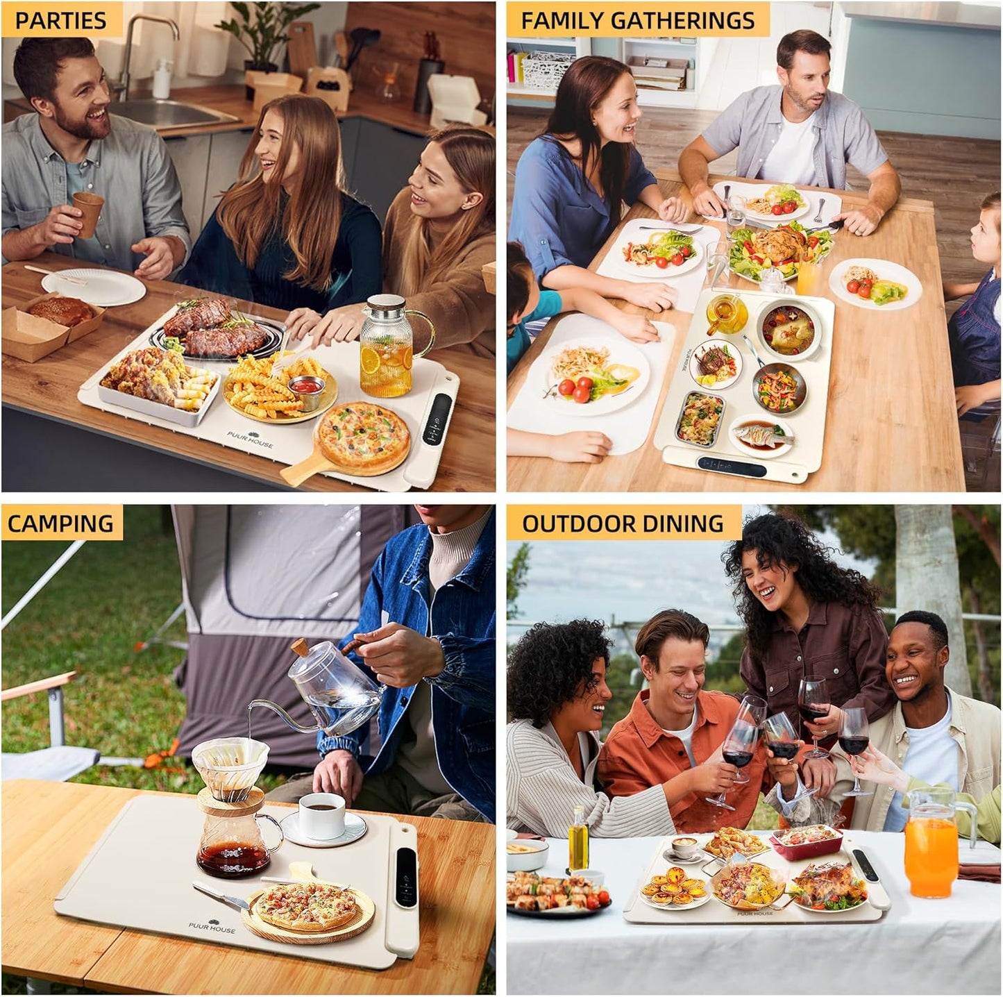 Foldable Electric Food Warmer Mat Silicone Food Warming Heater For Coffee Food Plate Warming Tray Dining Table Fast Heating Mat