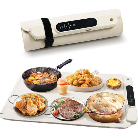 Foldable Electric Food Warmer Mat Silicone Food Warming Heater For Coffee Food Plate Warming Tray Dining Table Fast Heating Mat