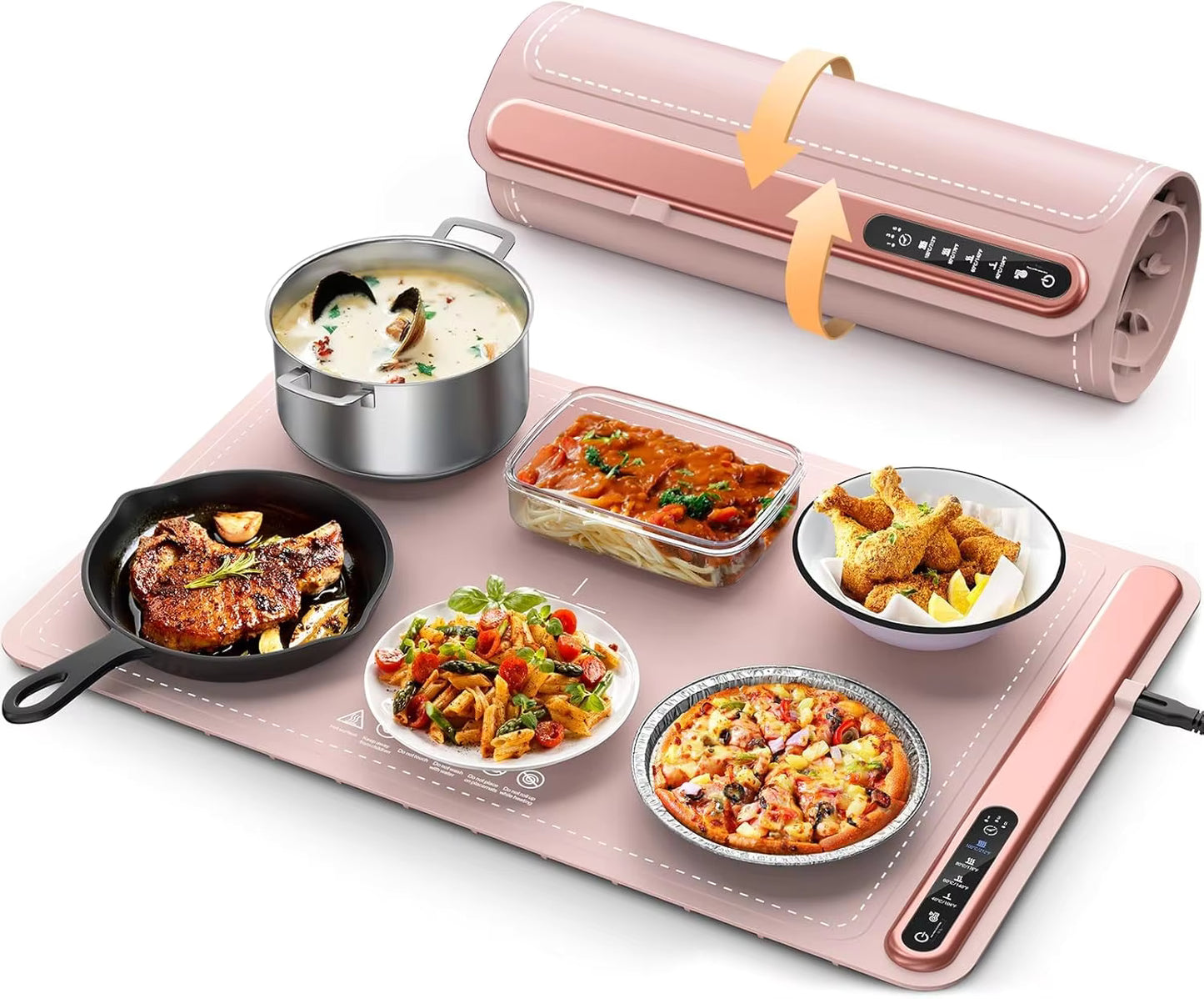 Foldable Electric Food Warmer Mat Silicone Food Warming Heater For Coffee Food Plate Warming Tray Dining Table Fast Heating Mat