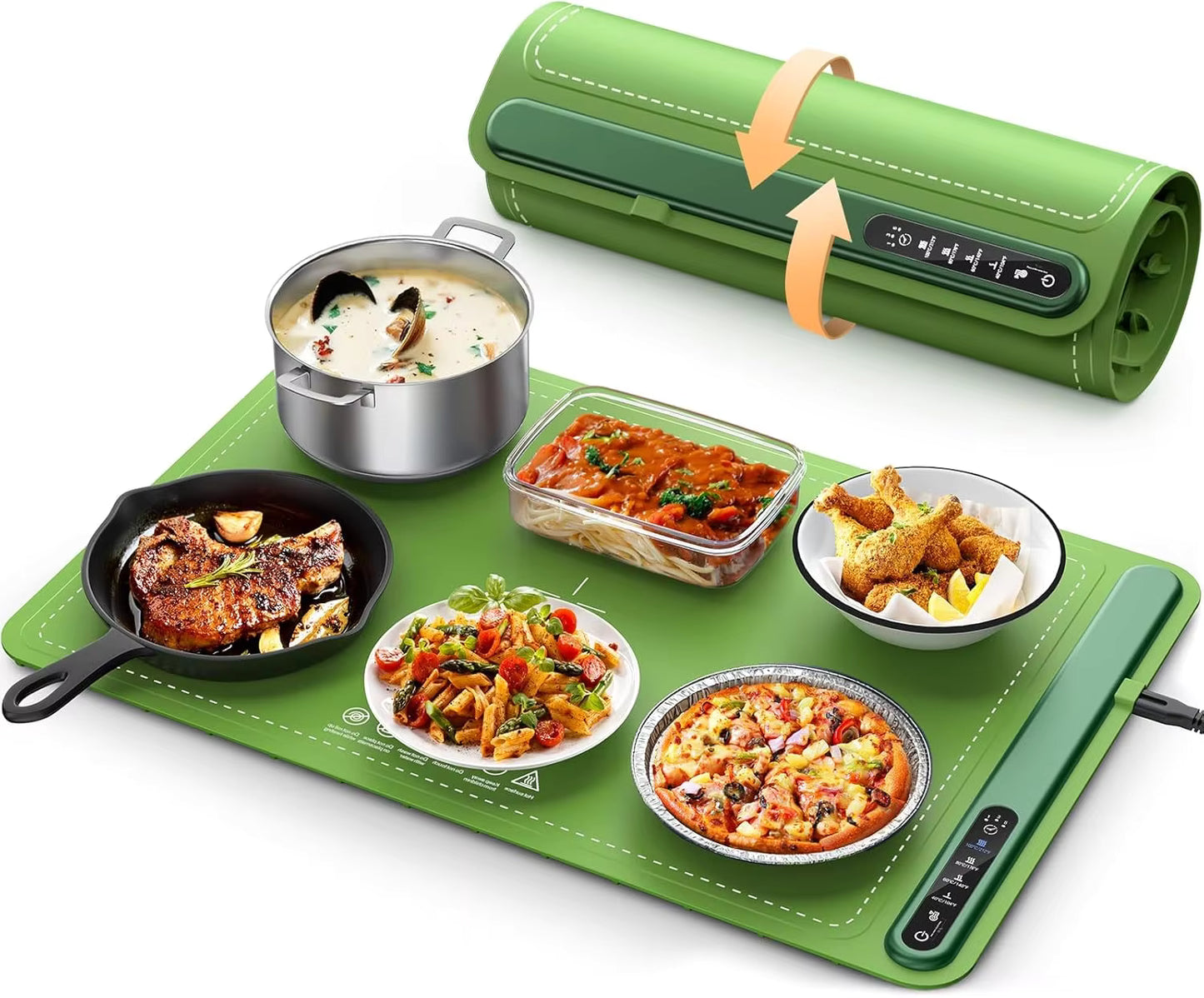 Foldable Electric Food Warmer Mat Silicone Food Warming Heater For Coffee Food Plate Warming Tray Dining Table Fast Heating Mat