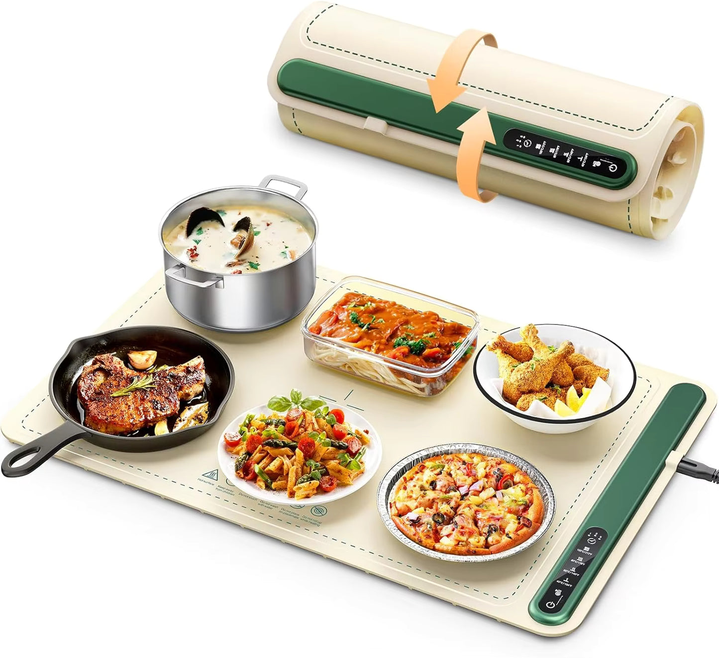 Foldable Electric Food Warmer Mat Silicone Food Warming Heater For Coffee Food Plate Warming Tray Dining Table Fast Heating Mat