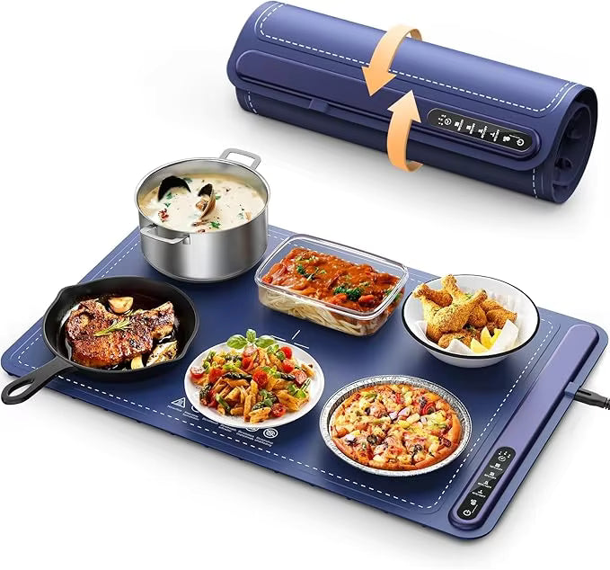 Foldable Electric Food Warmer Mat Silicone Food Warming Heater For Coffee Food Plate Warming Tray Dining Table Fast Heating Mat