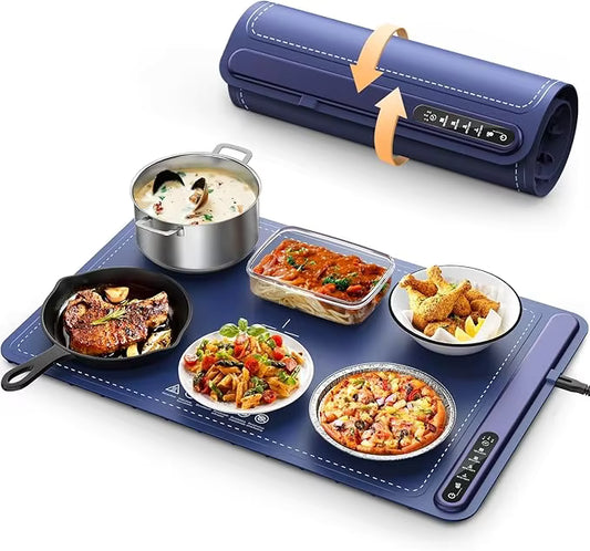 Foldable Electric Food Warmer Mat Silicone Food Warming Heater For Coffee Food Plate Warming Tray Dining Table Fast Heating Mat