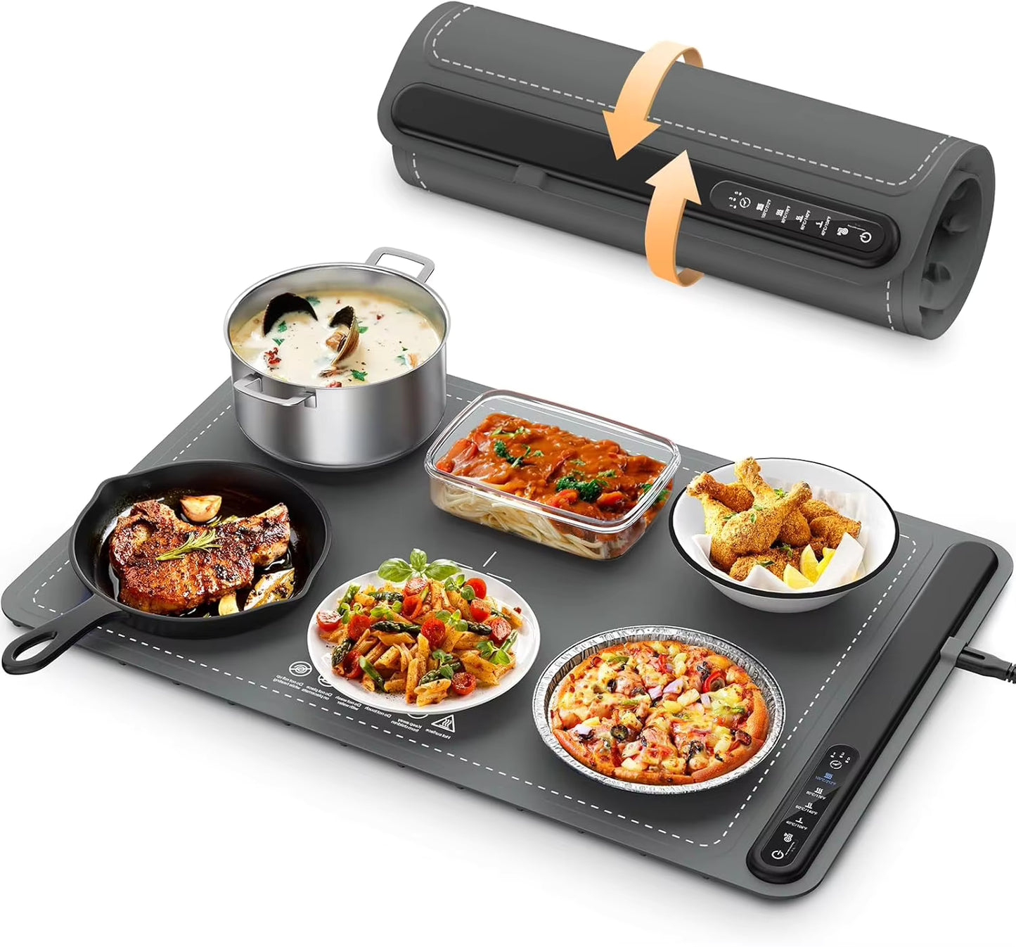 Foldable Electric Food Warmer Mat Silicone Food Warming Heater For Coffee Food Plate Warming Tray Dining Table Fast Heating Mat
