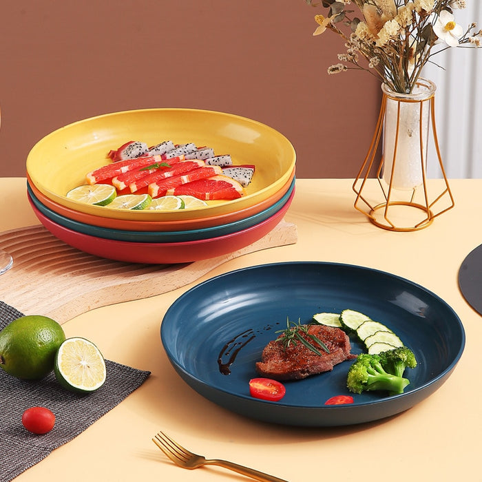 DoubleWave 11″ Microwavable Dinner Plates (Set of 4) Unbreakable, Lightweight & Reusable | Wheat Straw Fiber Plates