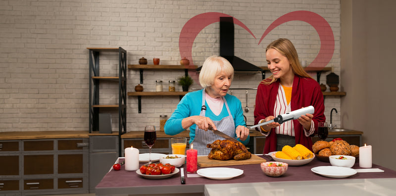 Happy mother and daughter in kitchen
