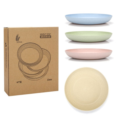 DoubleWave 8/9/10 inch Round Wheat Straw Plates/Dishes (Set of 4) | Reusable & Lightweight Dinnerware Set | Microwave & Dishwasher Safe