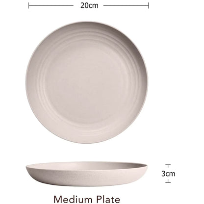 DoubleWave 8 inch Round Wheat Straw Plates (Set of 4) | Microwave Safe