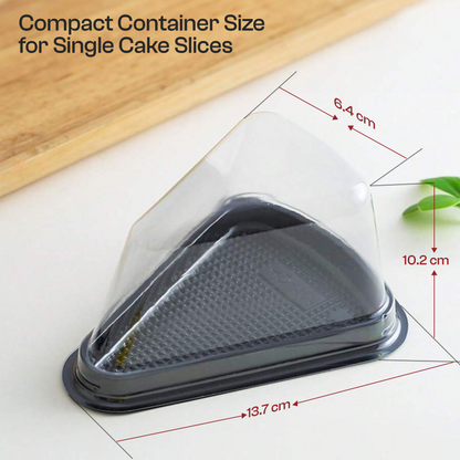 50 Pcs Clear Plastic Cake Slice Containers | Disposable Cheesecake Boxes with Lids | Single Slice Dessert Containers for Cheesecake, Pie, Tres Leches, Flan