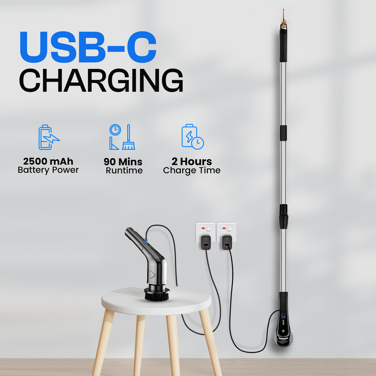 Electric Spin Scrubber 8-in-1 Model – Rechargeable Cleaning Brush