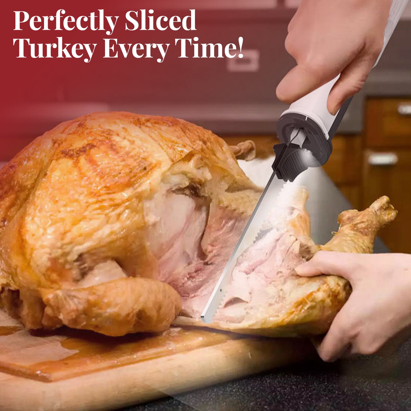 DoubleWave 8V Cordless Electric Knife Set for Meat Slicing, Electric Carving Knife for Meat, Fish, Bread & Turkey. Rechargeable Meat Cutter with Reciprocating Stainless Steel Blades