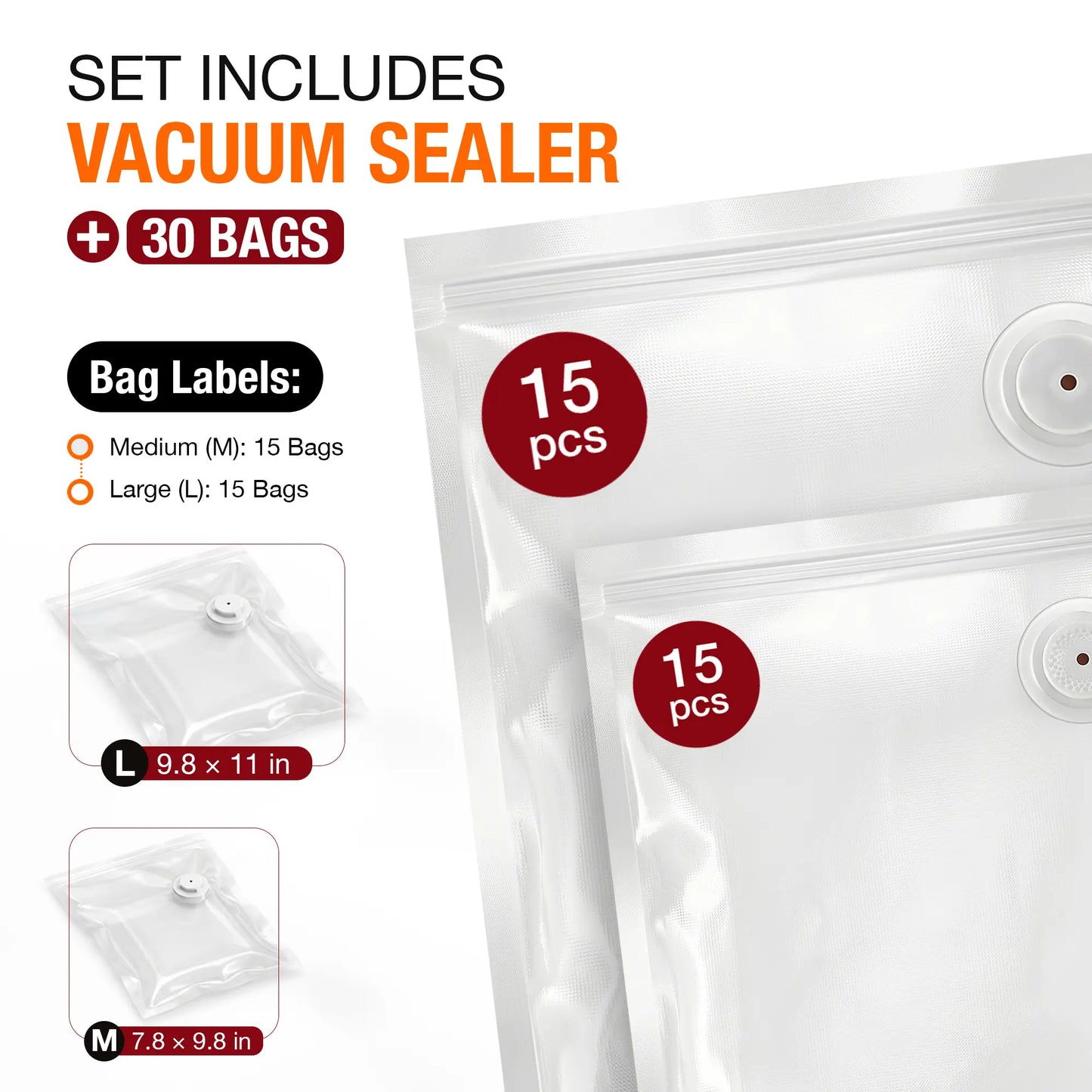 Portable USB Food Vacuum Sealer with 30 Free Bags