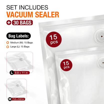 Portable USB Food Vacuum Sealer with 30 Free Bags