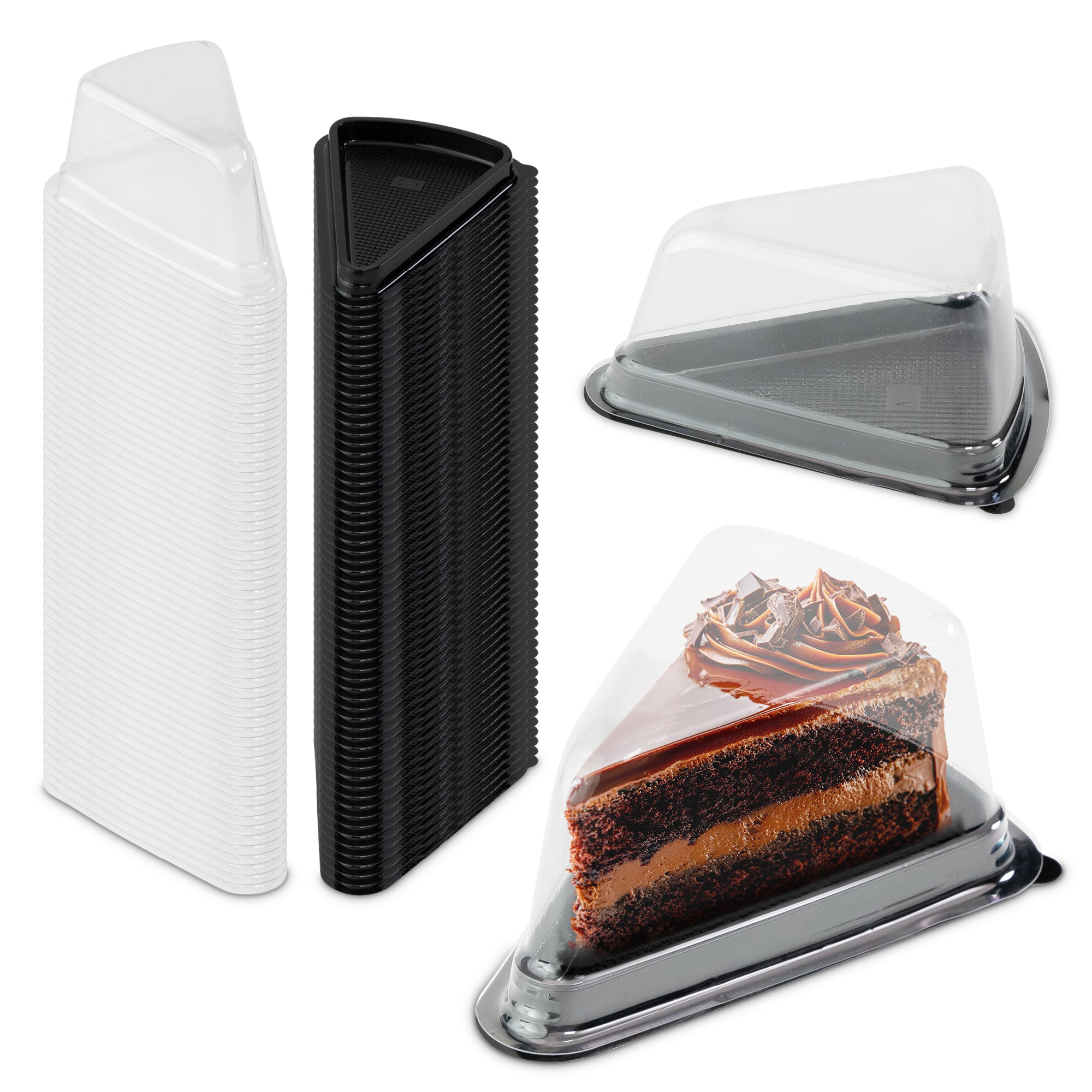 Shop 200 Pcs Clear Plastic Cake Slice Containers | Desserts, Pie, Flan ...