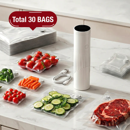 Portable USB Food Vacuum Sealer with 30 Free Bags