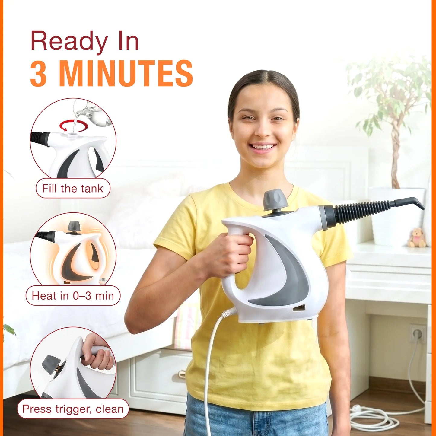 Handheld Steam Cleaner | Chemical-Free Multi-Surface Steamer (12-Piece Kit)