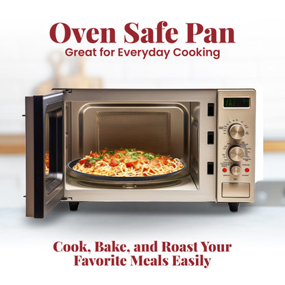 DoubleWave 12″ Oven Safe Pan | Round, Coated & Non-Stick | Reheat Bacon, Eggs, Pizza, Fries, Steak & Eggs