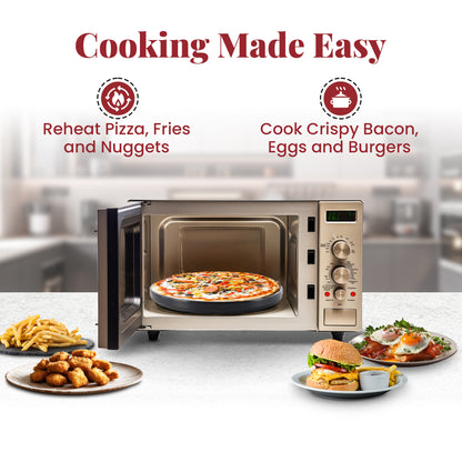 DoubleWave 10″ Universal Microwave Crisper Pan | Round, Coated & Non-Stick | Reheat Bacon, Eggs, Pizza, Fries, Steak & Eggs