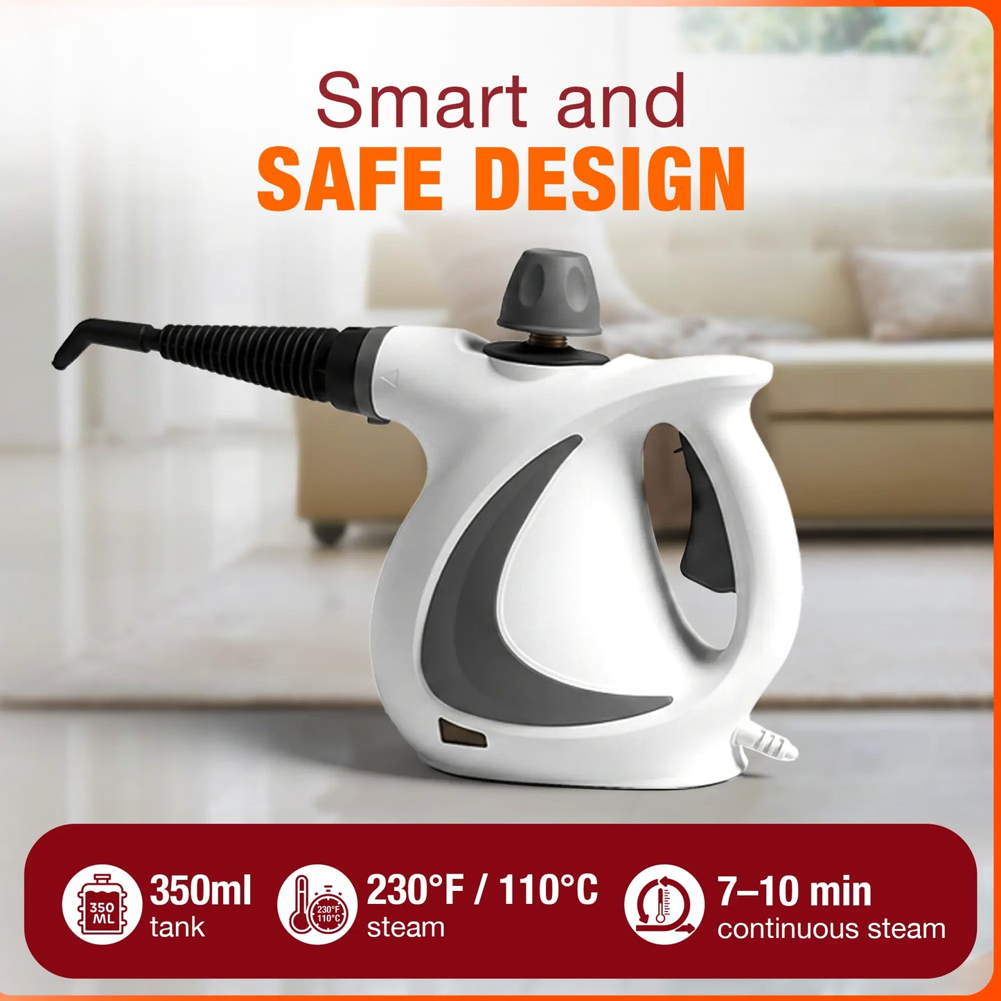 Handheld Steam Cleaner | Chemical-Free Multi-Surface Steamer (12-Piece Kit)