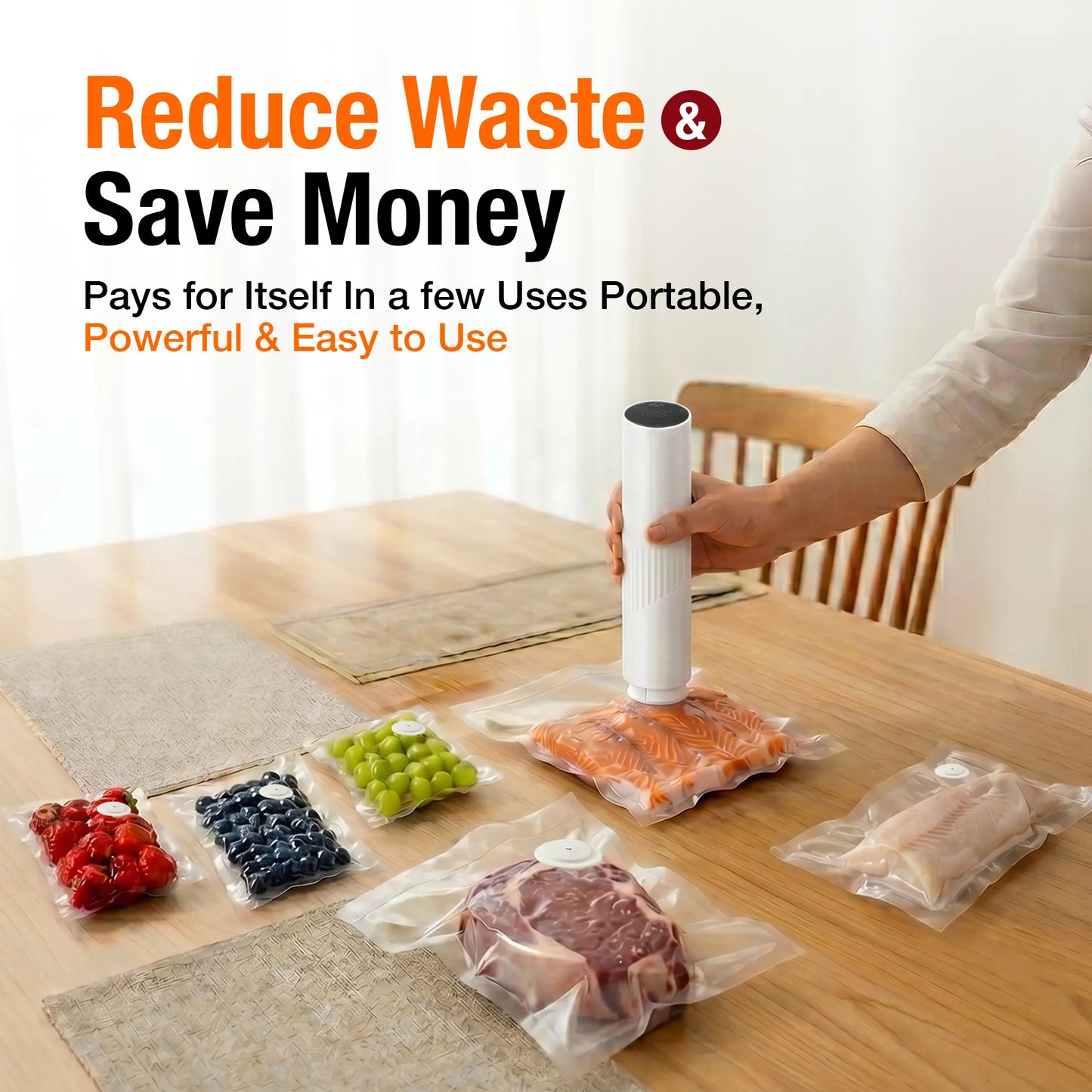 Portable USB Food Vacuum Sealer with 30 Free Bags