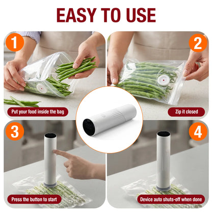 Portable USB Food Vacuum Sealer with 30 Free Bags