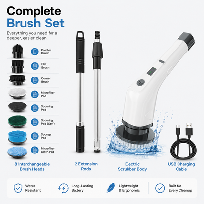 Electric Spin Scrubber 8-in-1 Model – Rechargeable Cleaning Brush