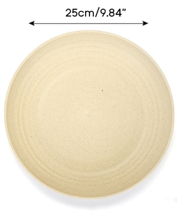 4-Piece Set - Lightweight Wheat Straw Dinner Plates - Dishwasher and Microwave Safe - BPA-free